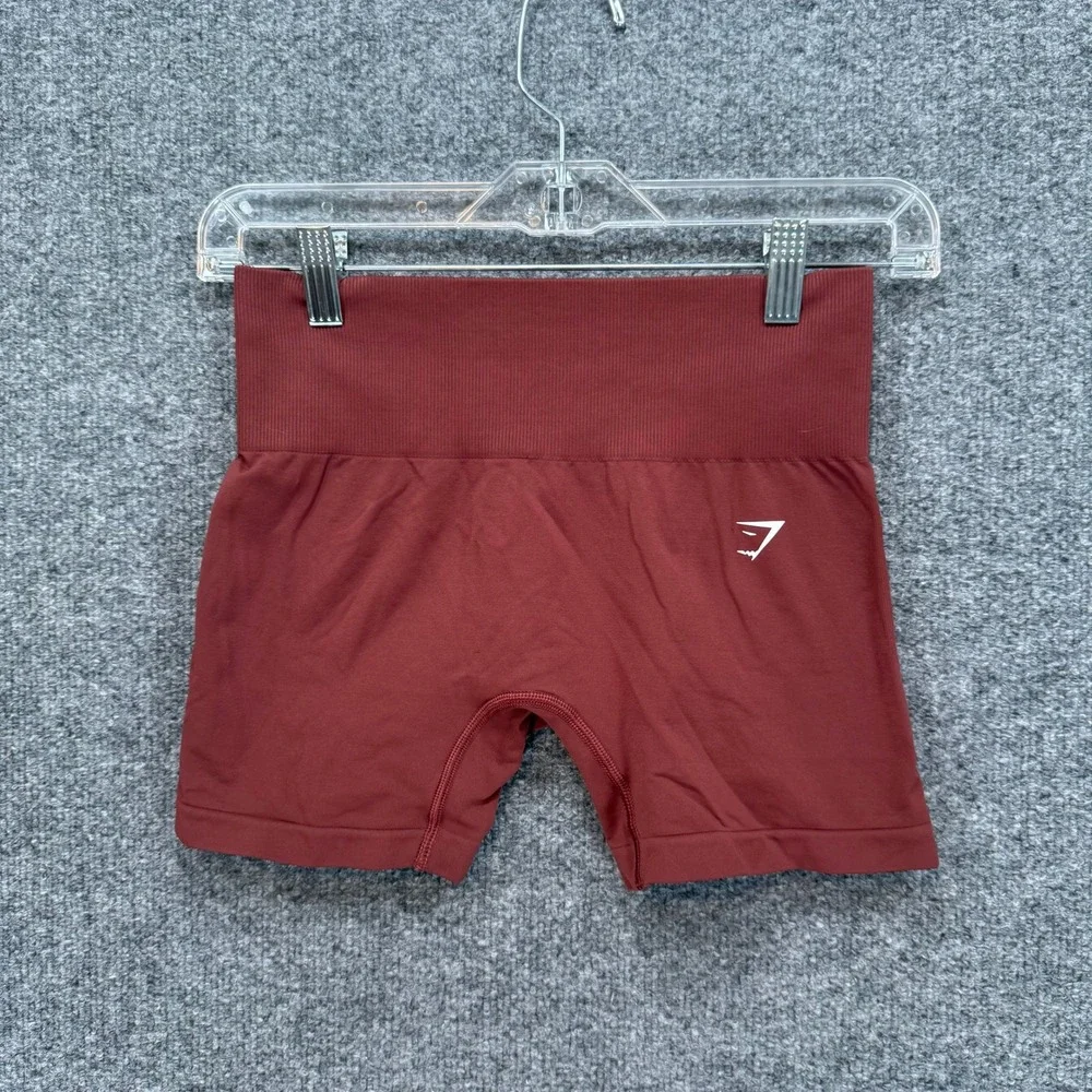 Gymshark Vital Seamless 2.0‎ Shorts Womens Small Burgundy High Waist Athletic